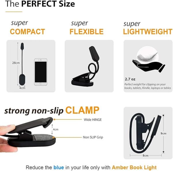 Amber book light size