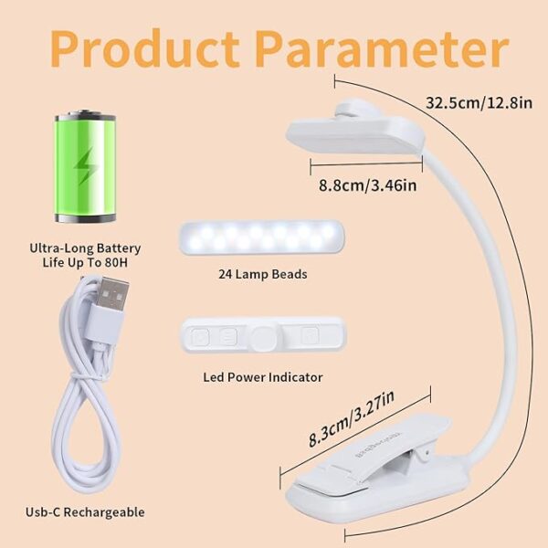 Led rechargeable book light product