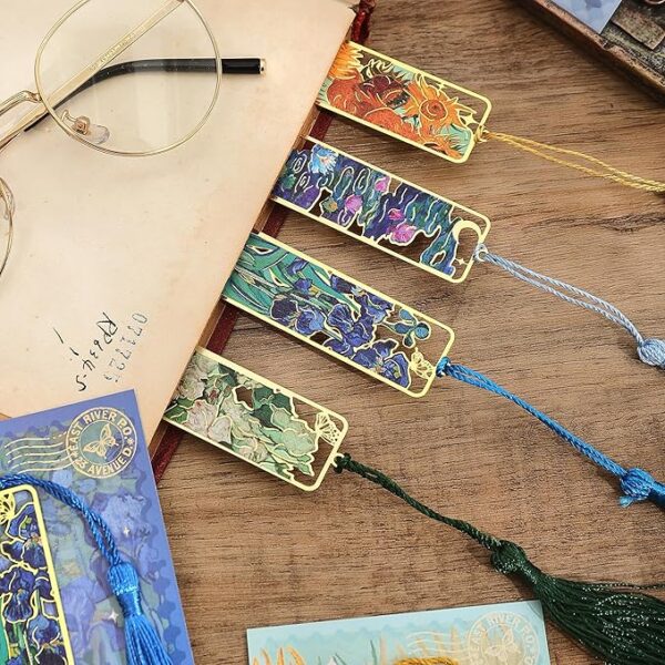 bookmarks with tassel on book