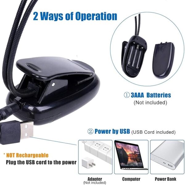 dual-arm LED book light operation