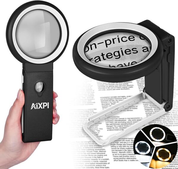 large lighted magnifying glass