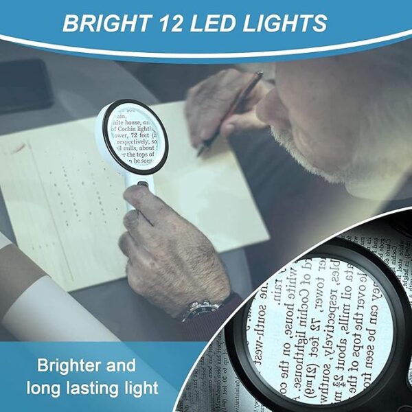 magnifying glass with LED lights for reading