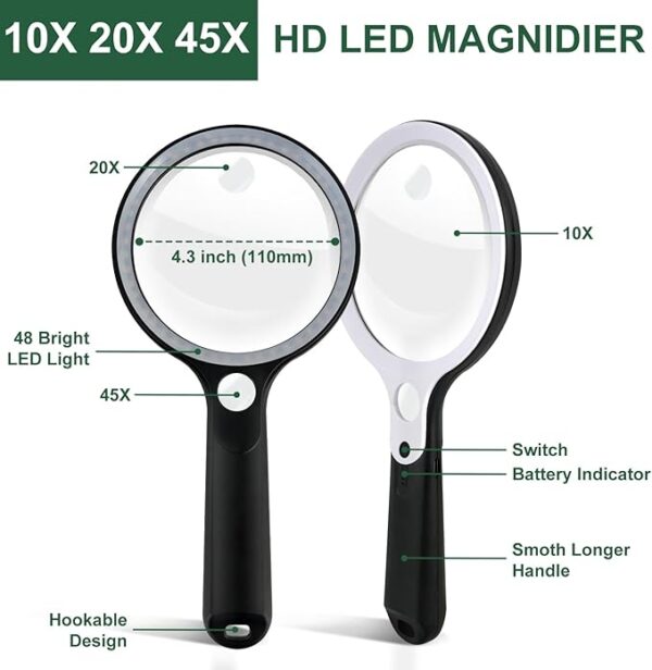 magnifying glass with light dimension