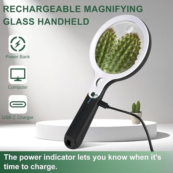 magnifying glass with light rechargeable