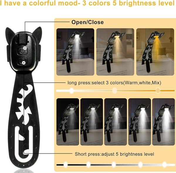 rechargeable book light bookmark brightness