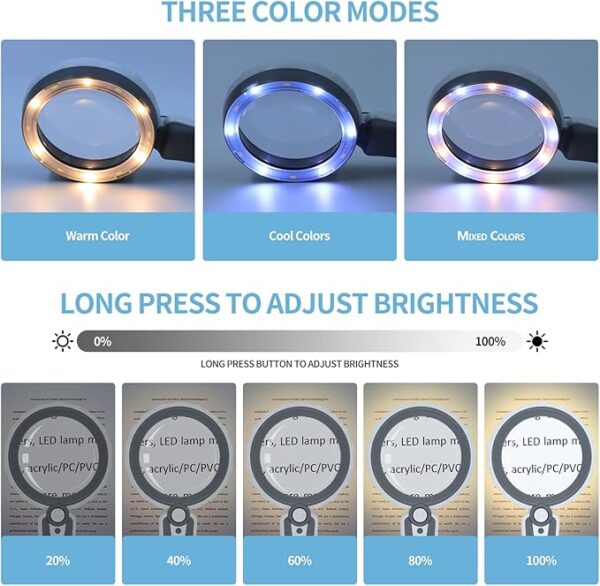 rechargeable magnifying glass color modes