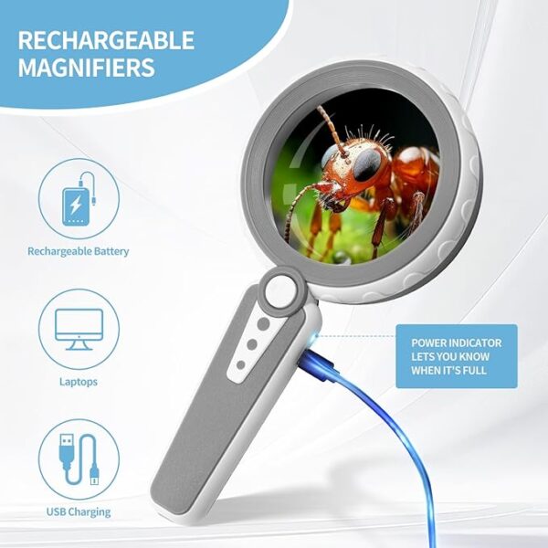 rechargeable magnifying glass feature