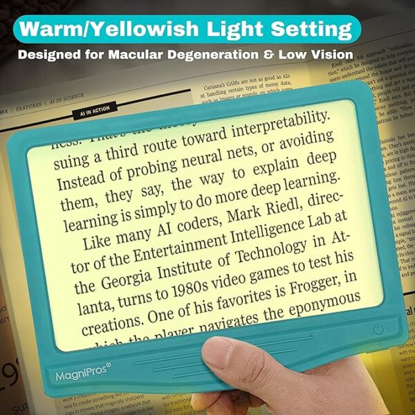 MagniPros large page magnifier light setting
