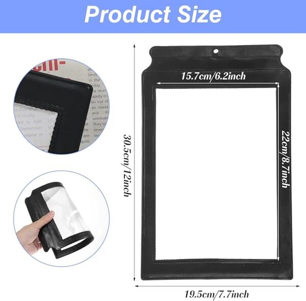 handheld book magnifying sheet size
