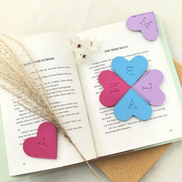 heart bookmark with initials variety