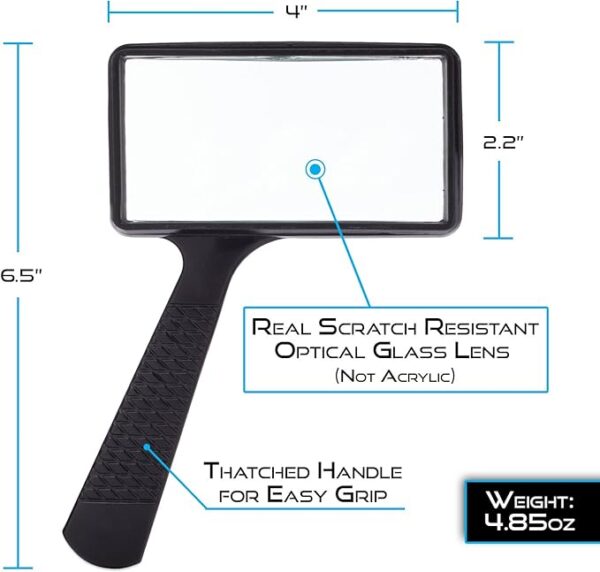 rectangular handheld magnifying glass feature