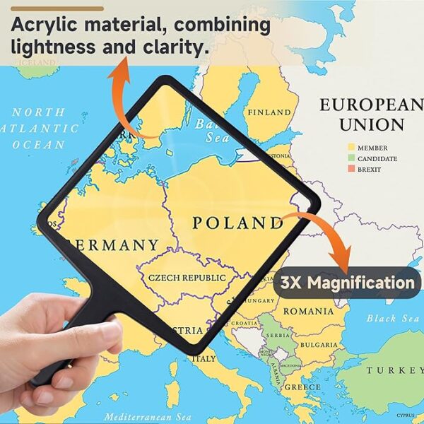 square handheld magnifying glass magnification
