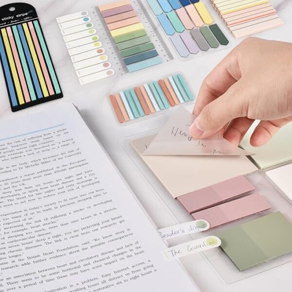 transparent sticky notes with highlighter tape use