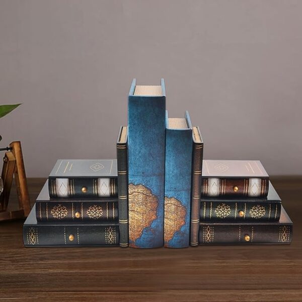 vintage decorative book organizer in use