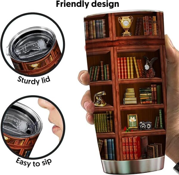book tumbler features