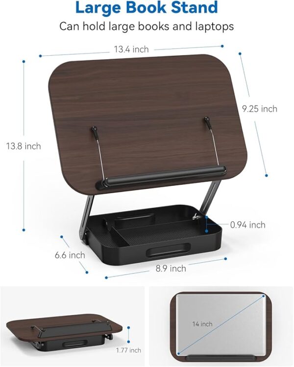 book stand with storage measurement
