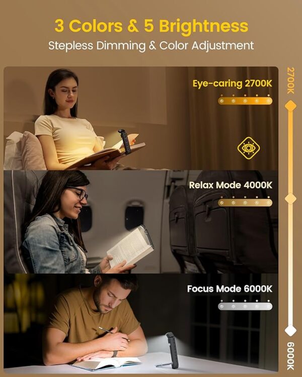 glocusent extendable book light color brightness