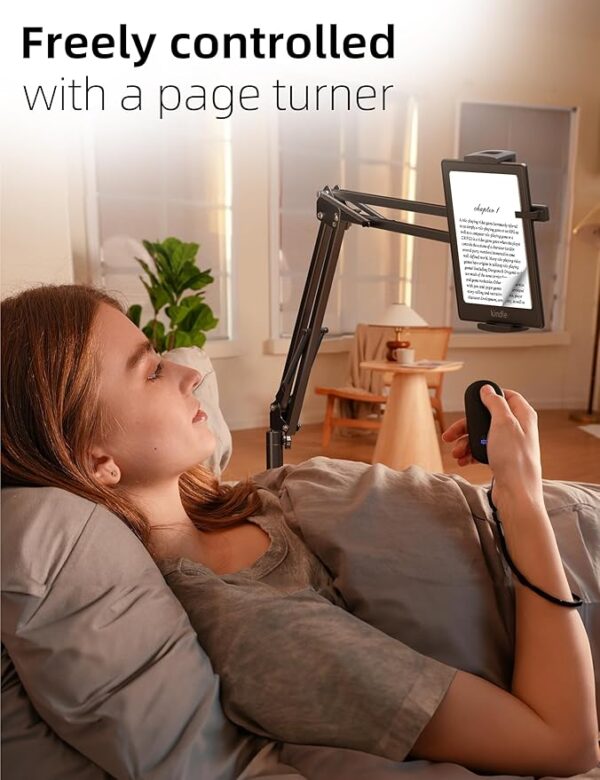 kindle holder with remote in use