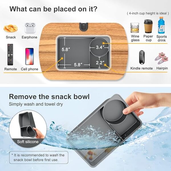 pillow stand with snack bowl details