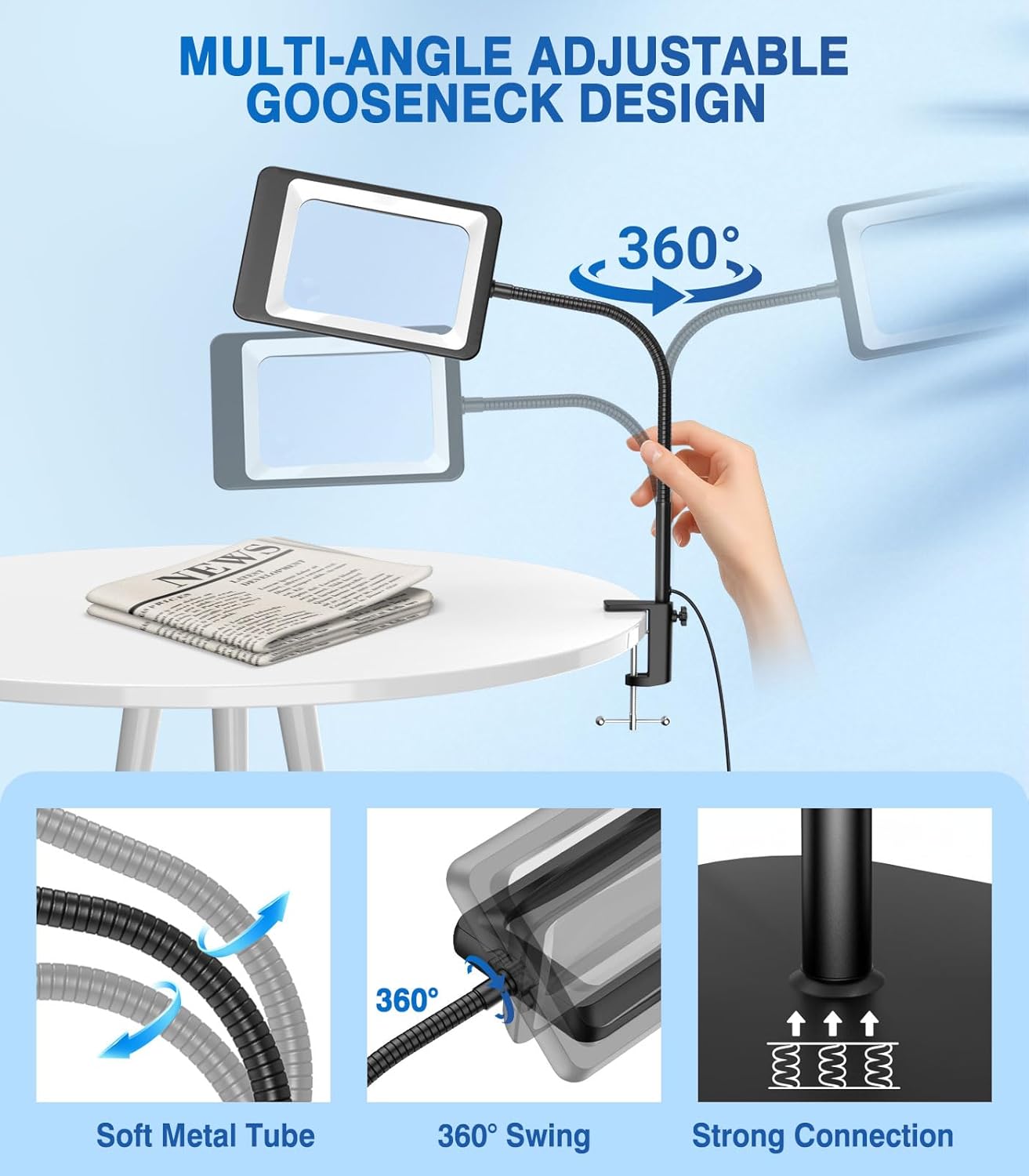 magnifying glass design with light and stand