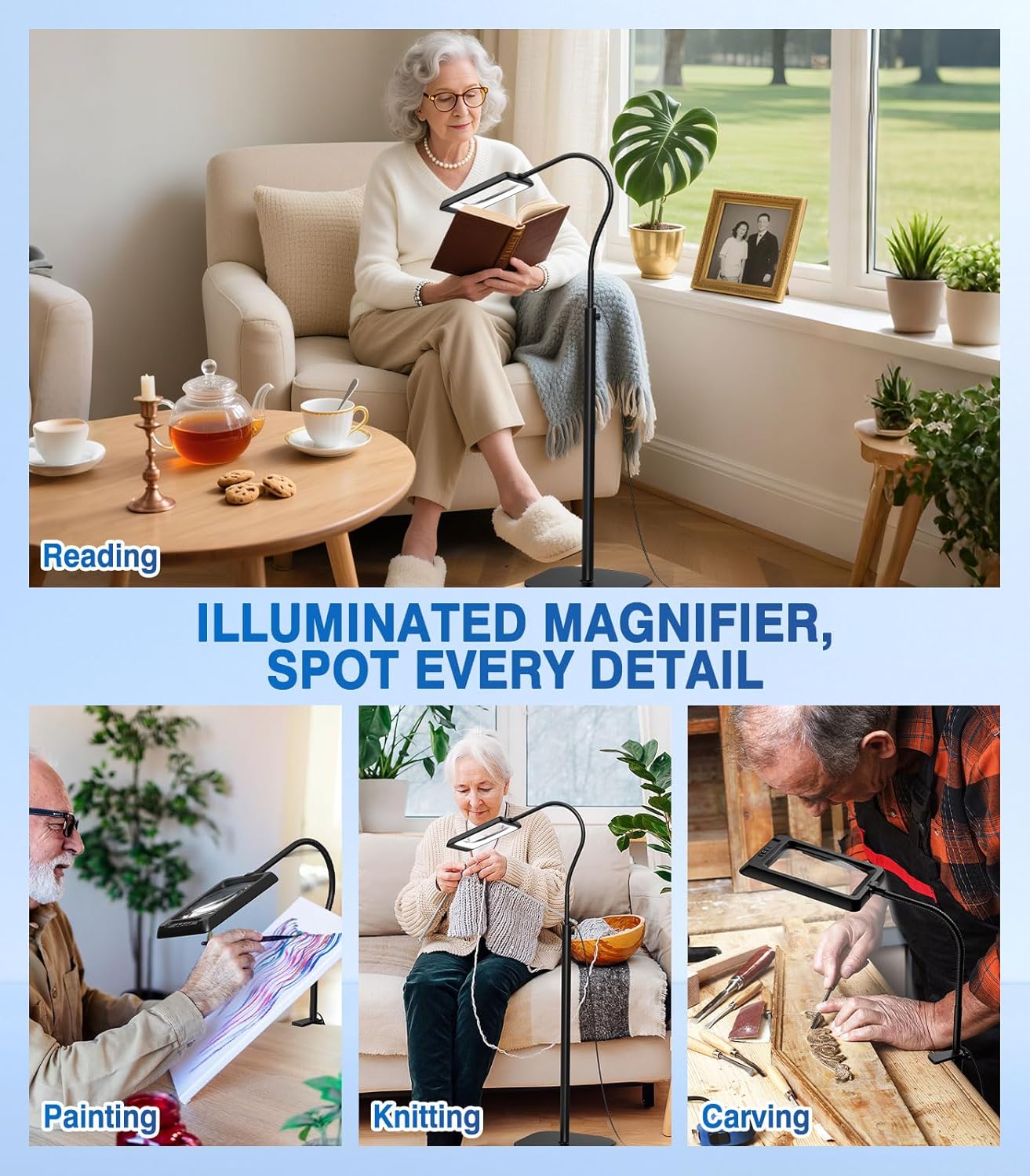 magnifying glass with light and stand uses
