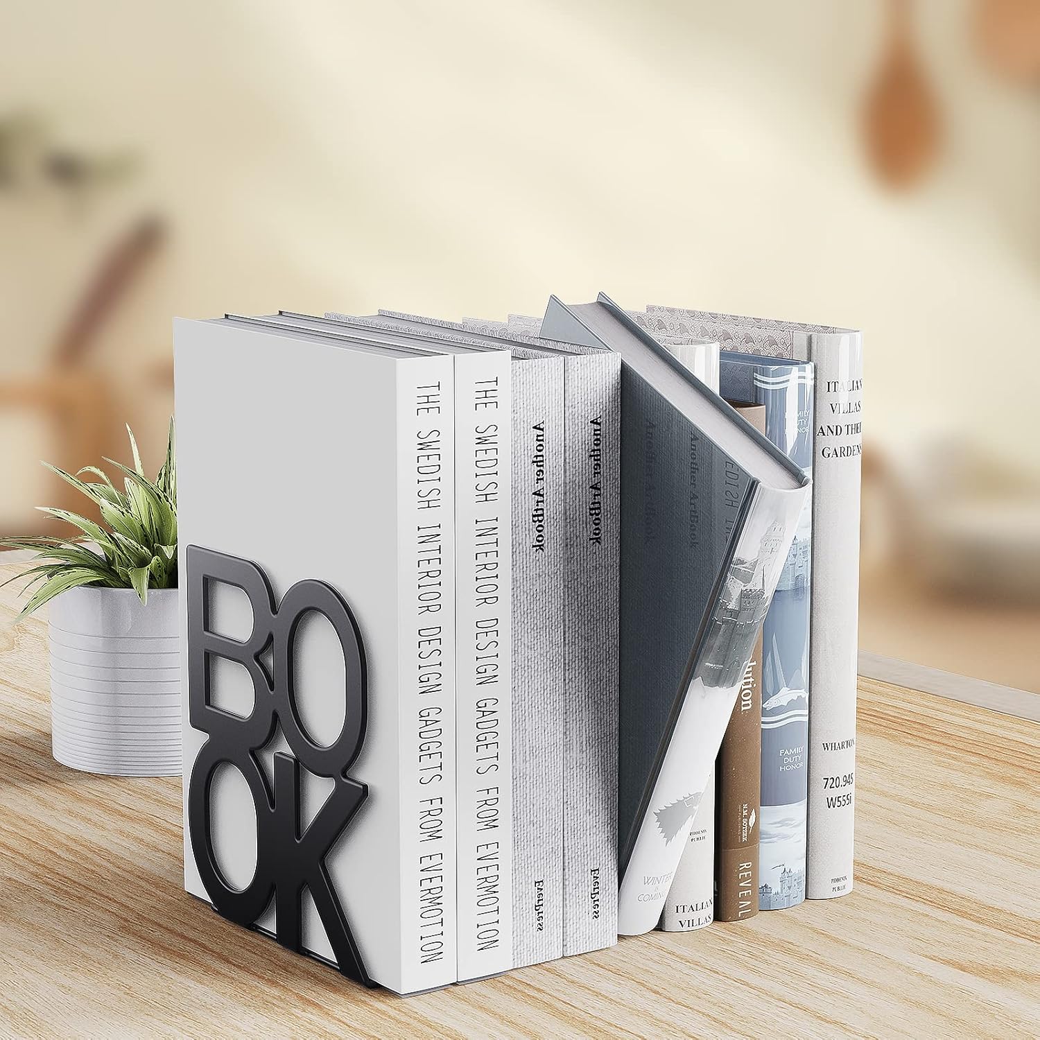 decorative metal book ends with books