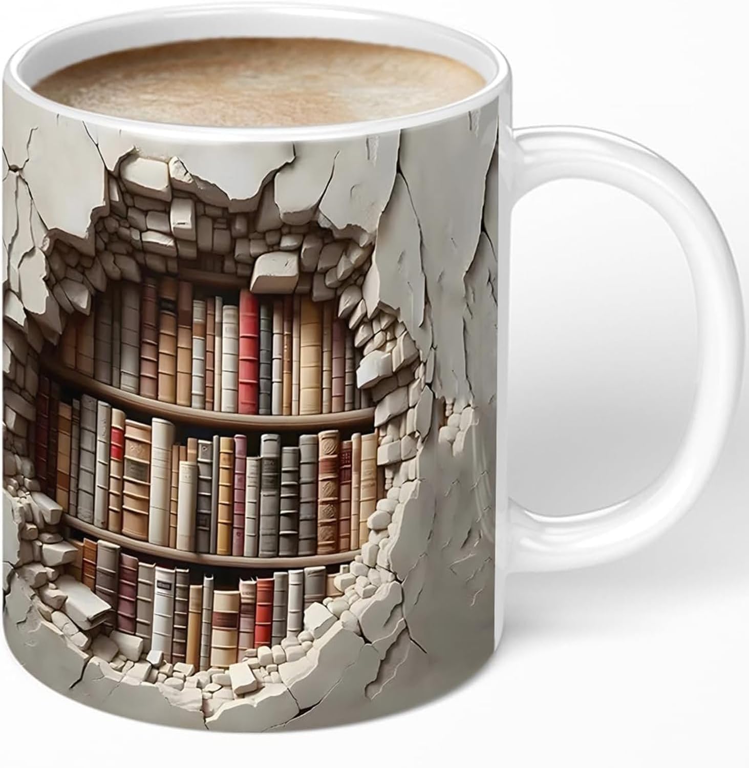 library bookshelf mug