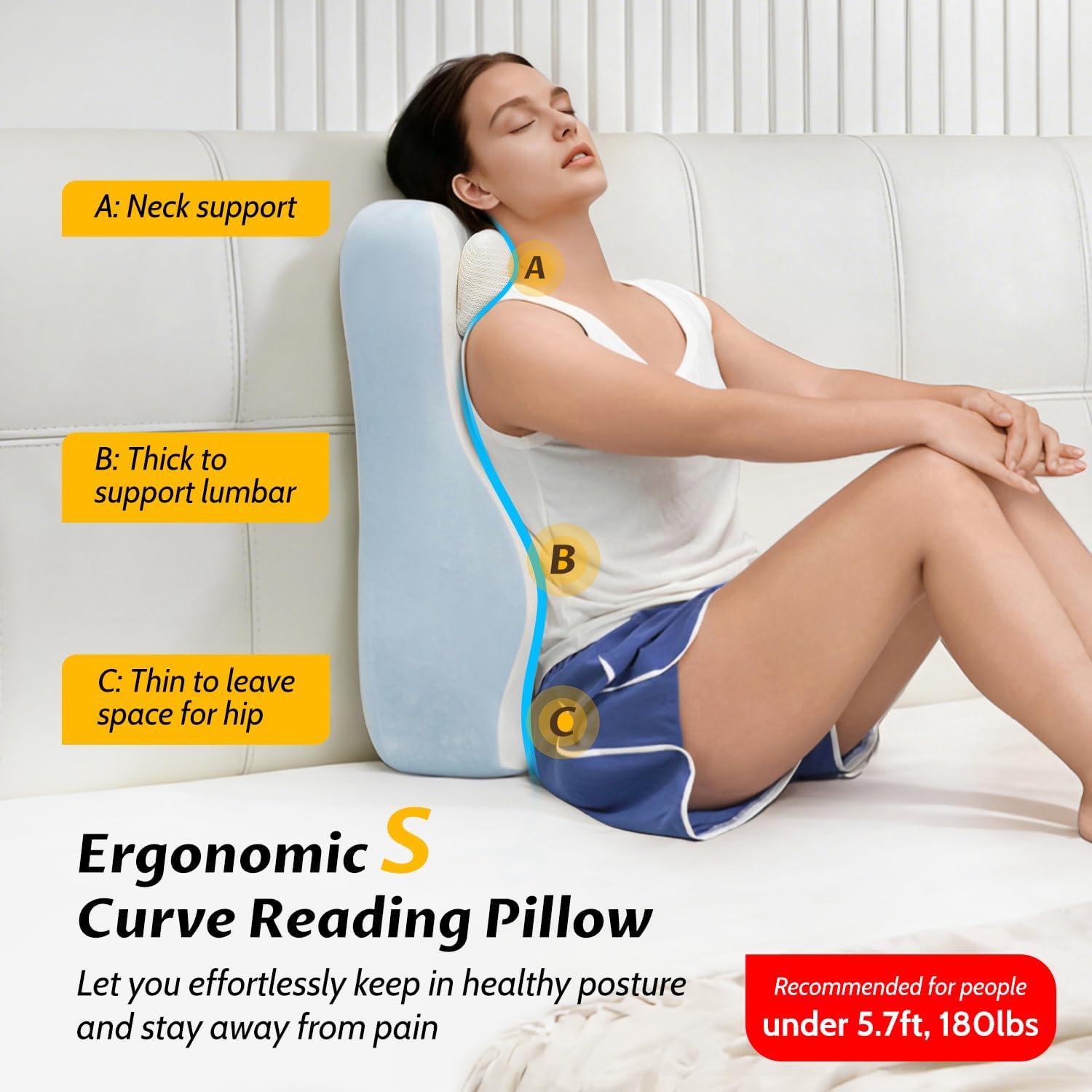 S curve reading pillow details