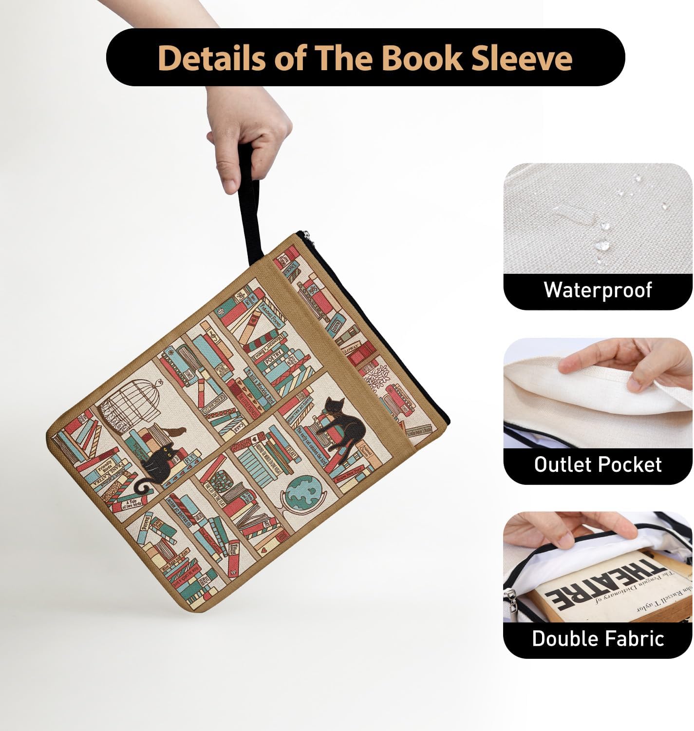 black cat book sleeve details