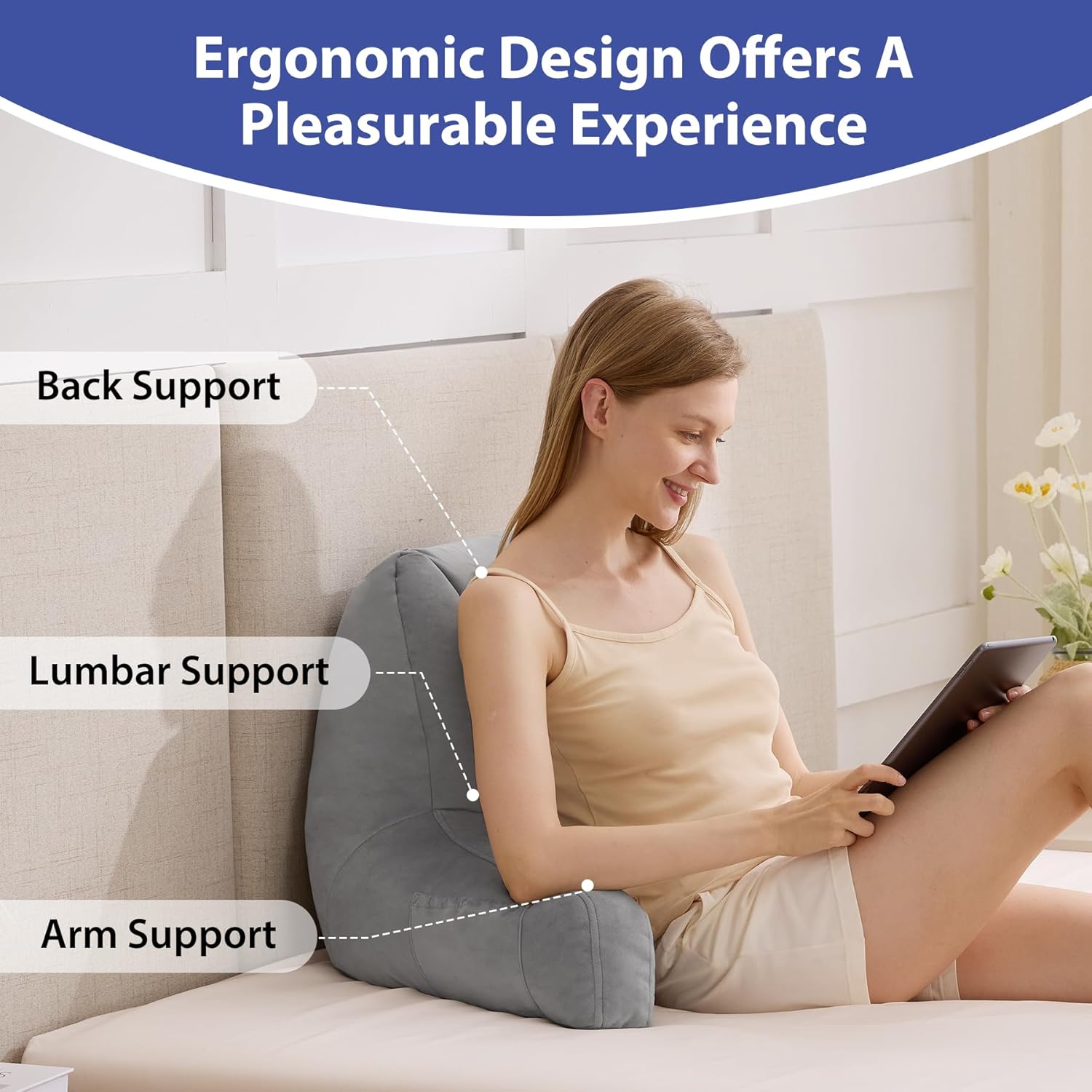 reading back pillow wth arms details