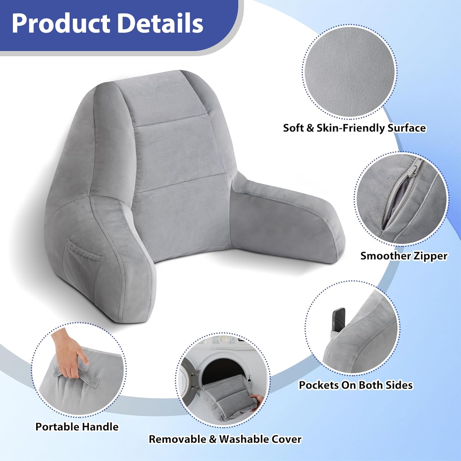 reading back pillow wth arms product details