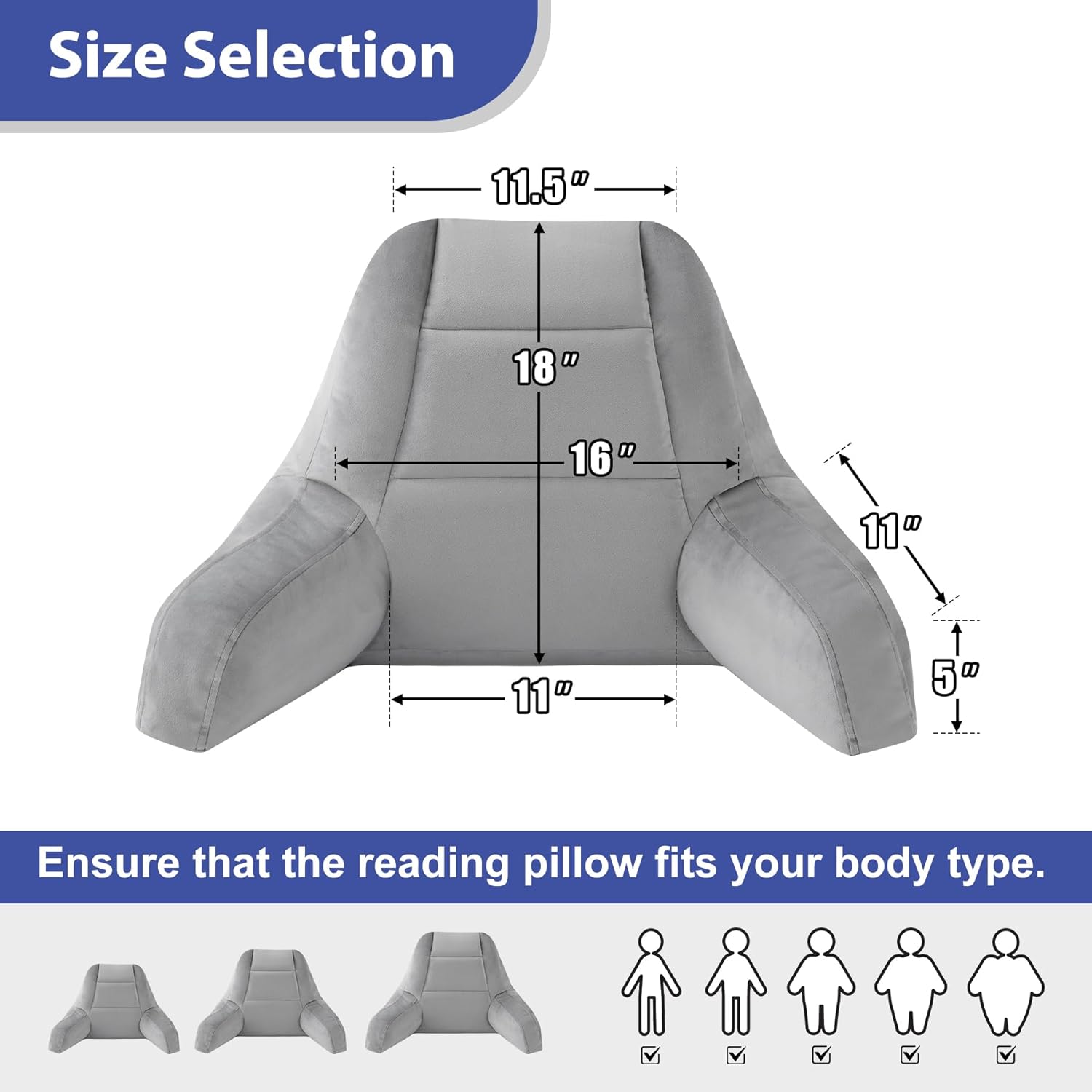 reading back pillow wth arms size
