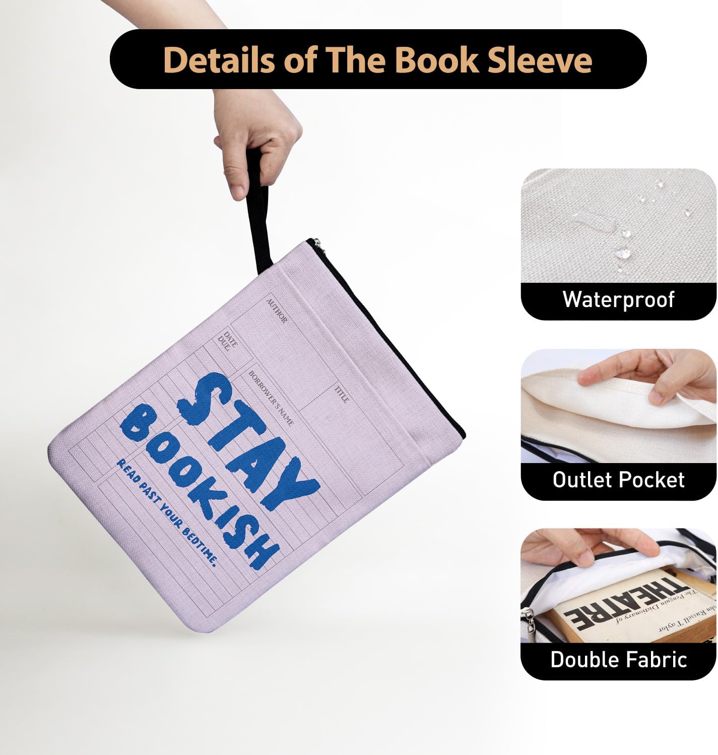stay bookish book sleeve details