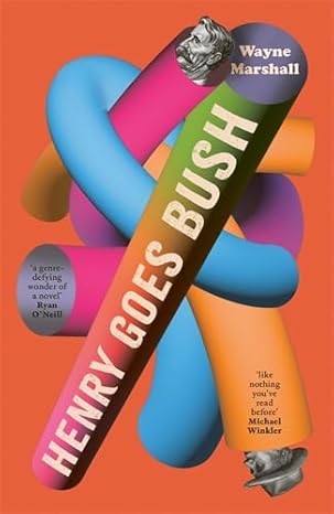 Colorful 'Henry Goes Bush' book cover with abstract shapes.